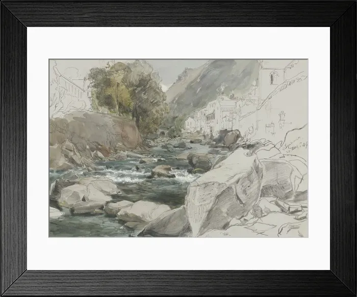 Framed Print : View at Lynmouth, Devon, 1849. Creator: James Holland Framed Print : View at Lynmouth, Devon, 1849. Creator: James Holland