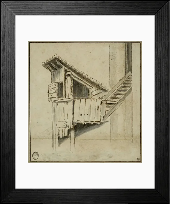 Framed Print : A latrine, c17th century. Creator: Anon Framed Print : A latrine, c17th century. Creator: Anon