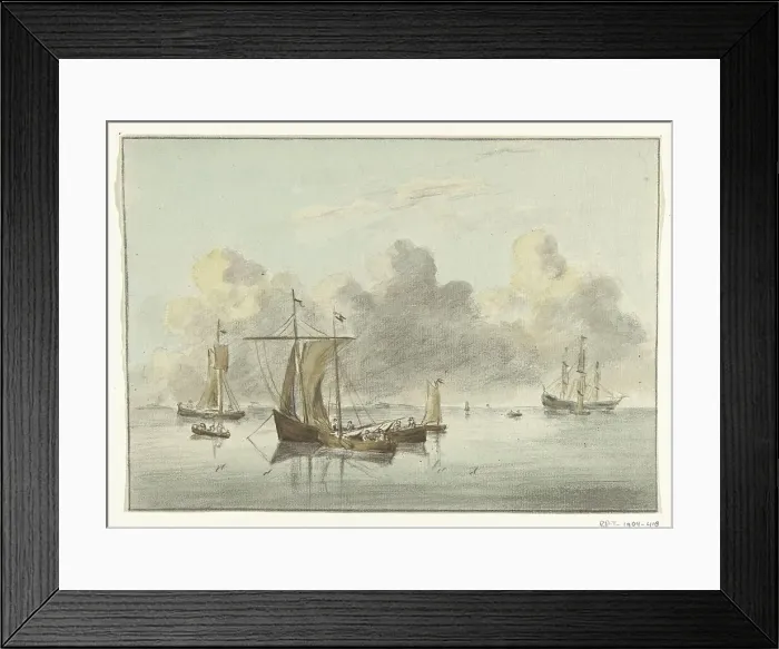 Framed Print : Boats in still water, 1775-1833. Creator: Jean Bernard Framed Print : Boats in still water, 1775-1833. Creator: Jean Bernard