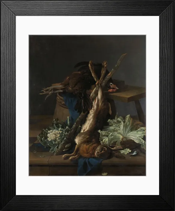 Framed Print : Still Life with Hare and a Black Rooster, 1659. Creator: Cornelis Lelienbergh Framed Print : Still Life with Hare and a Black Rooster, 1659. Creator: Cornelis Lelienbergh