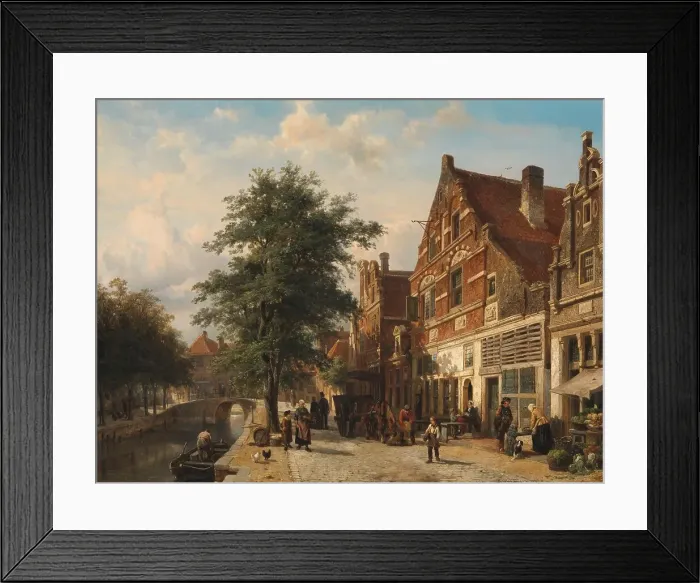 Framed Print : The Zuiderhavendijk, Enkhuizen, 1868. Creator: Cornelis Springer