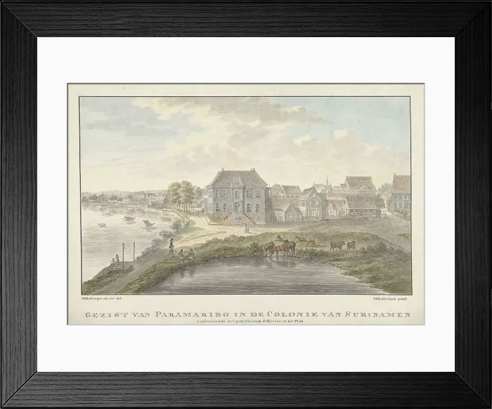 Framed Print : View of Paramaribo, 1770-1818. Creator: Jan Antonie Kaldenbach Framed Print : View of Paramaribo, 1770-1818. Creator: Jan Antonie Kaldenbach