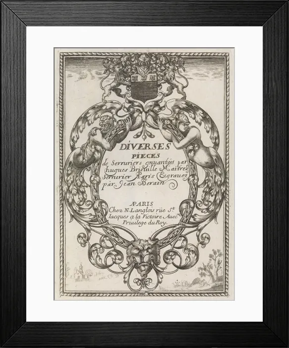 Framed Print : Diverses Pieces de Serruriers, ca. 1663. Creator: Jean Berain Framed Print : Diverses Pieces de Serruriers, ca. 1663. Creator: Jean Berain