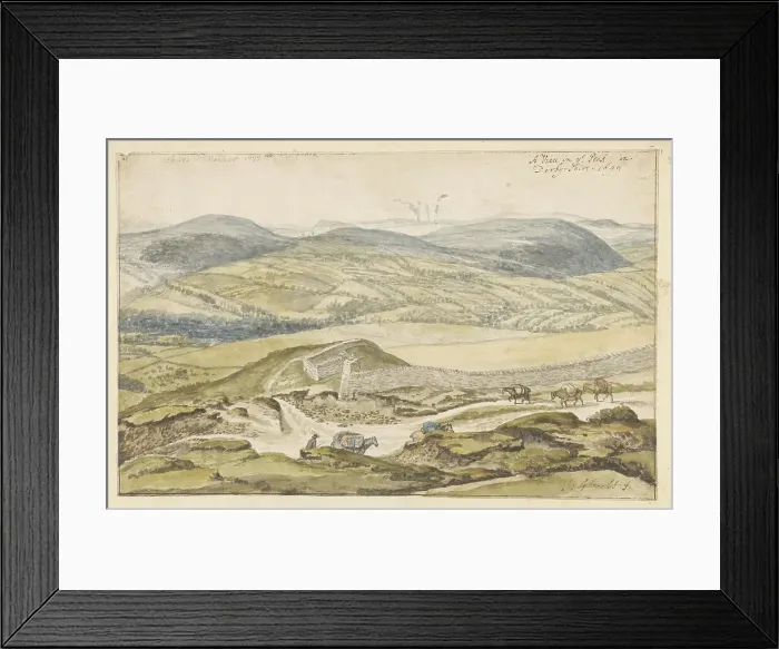 Framed Print : View of the mountains from High Peak in Derbyshire, 1699. Creator: Jan Siberechts Framed Print : View of the mountains from High Peak in Derbyshire, 1699. Creator: Jan Siberechts