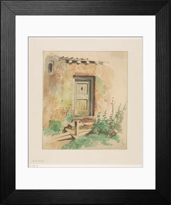 Framed Print : Exterior door of a farmhouse, 1837-1903. Creator: Jan Striening Framed Print : Exterior door of a farmhouse, 1837-1903. Creator: Jan Striening