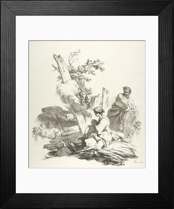 Framed Print : The Flight Into Egypt, 1758. Creator: Jean-Baptiste-Marie Pierre Framed Print : The Flight Into Egypt, 1758. Creator: Jean-Baptiste-Marie Pierre