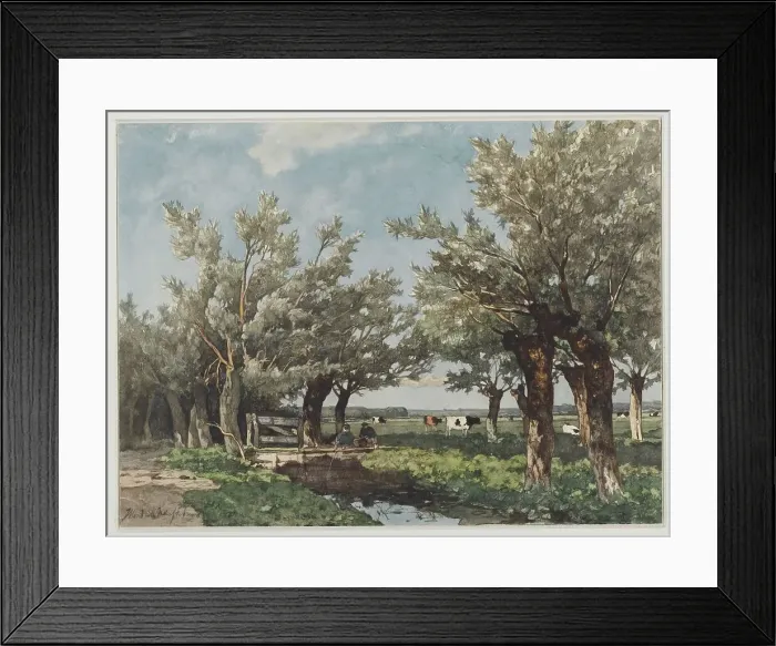 Framed Print : Landscape with two boys fishing in a canal, 1834-1892. Creator: Jan Hendrik Weissenbruch Framed Print : Landscape with two boys fishing in a canal, 1834-1892. Creator: Jan Hendrik Weissenbruch