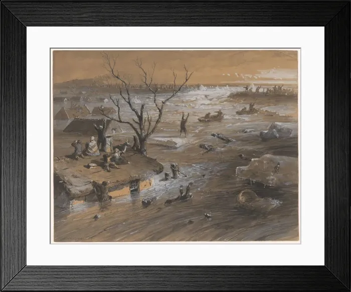 Framed Print : Dyke breach in Brakel, January 4, 1861, (1861). Creator: Jan Hendrik Weissenbruch Framed Print : Dyke breach in Brakel, January 4, 1861, (1861). Creator: Jan Hendrik Weissenbruch
