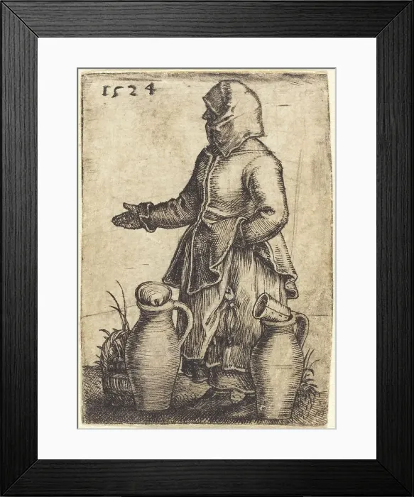 Framed Print : Peasant Woman with Two Jugs, 1524. Creator: Barthel Beham Framed Print : Peasant Woman with Two Jugs, 1524. Creator: Barthel Beham