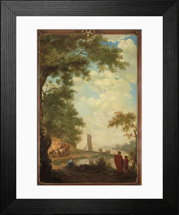 Framed Print : Arcadian landscape with figures by a riverbank, 1771. Creator: Juriaan Andriessen Framed Print : Arcadian landscape with figures by a riverbank, 1771. Creator: Juriaan Andriessen