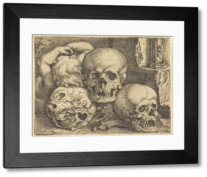 Framed Print : Child with Three Skulls, 1529. Creator: Barthel Beham Framed Print : Child with Three Skulls, 1529. Creator: Barthel Beham