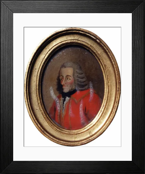 Framed Print : Francois Marie Arouet de Voltaire (1694-1778), writer, c18th century. Creator: Anon Framed Print : Francois Marie Arouet de Voltaire (1694-1778), writer, c18th century. Creator: Anon