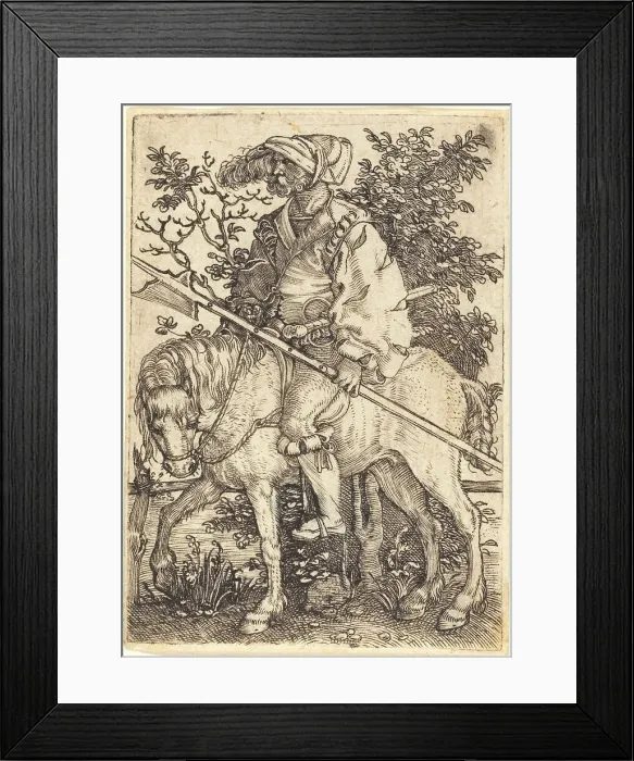 Framed Print : Halberdier on Horseback, 1520s. Creator: Barthel Beham Framed Print : Halberdier on Horseback, 1520s. Creator: Barthel Beham