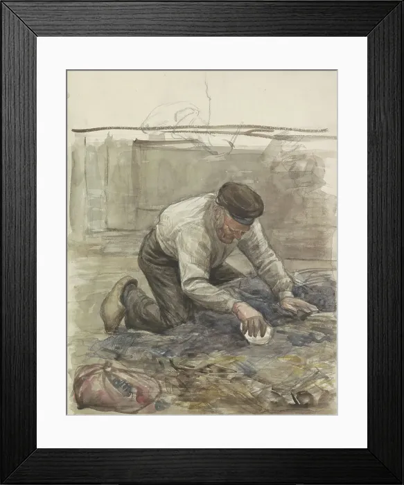 Framed Print : Farmer, on his knees, 1874-1925. Creator: Jan Veth Framed Print : Farmer, on his knees, 1874-1925. Creator: Jan Veth
