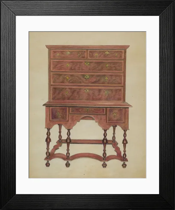 Framed Print : High Chest of Drawers, c. 1936. Creator: Carl Weiss Framed Print : High Chest of Drawers, c. 1936. Creator: Carl Weiss