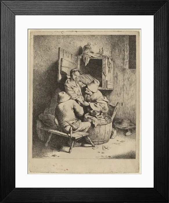 Framed Print : The Flirtation of a Young Innkeeper. Creator: Cornelis Bega Framed Print : The Flirtation of a Young Innkeeper. Creator: Cornelis Bega