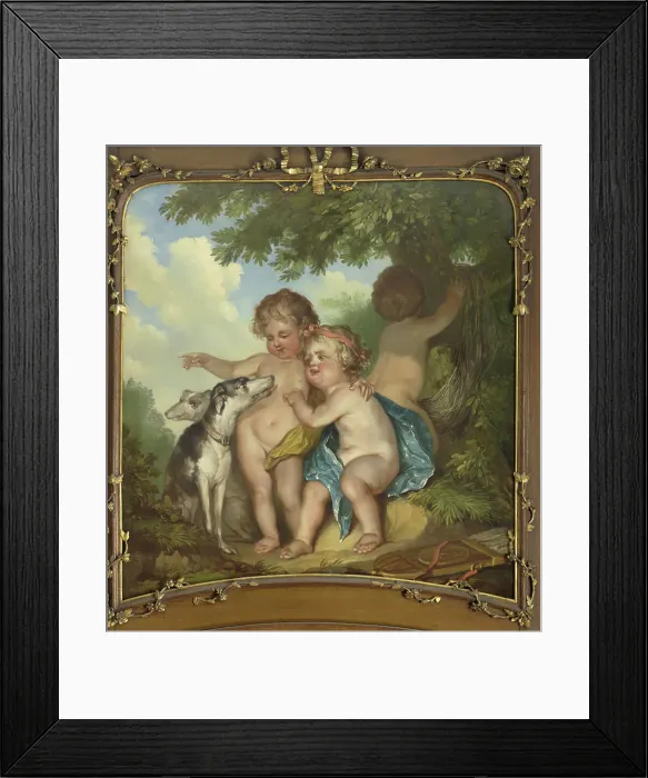 Framed Print : Three children with two dogs, 1771. Creator: Juriaan Andriessen Framed Print : Three children with two dogs, 1771. Creator: Juriaan Andriessen