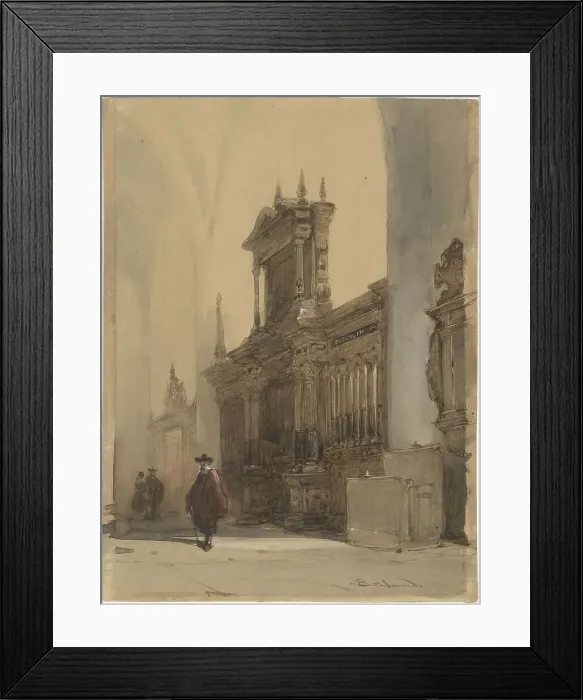 Framed Print : Choir screen of the Nieuwe Kerk, Delft, c.1850-1891. Creator: Johannes Bosboom Framed Print : Choir screen of the Nieuwe Kerk, Delft, c.1850-1891. Creator: Johannes Bosboom
