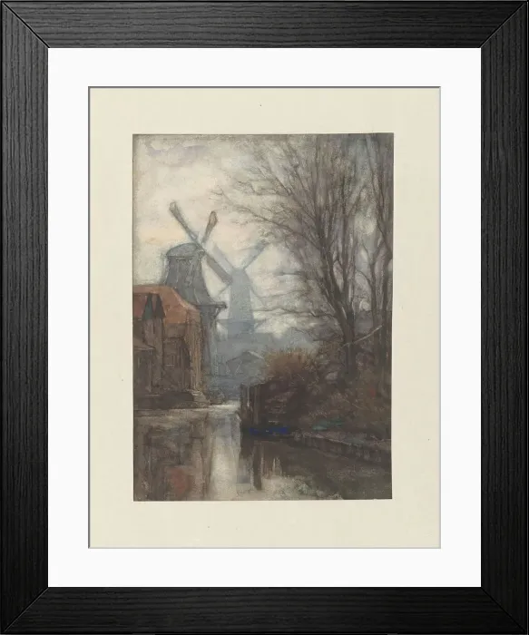 Framed Print : Mills on a canal, 1887. Creator: Jan Veth Framed Print : Mills on a canal, 1887. Creator: Jan Veth