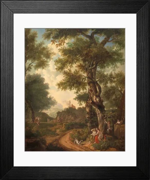 Framed Print : Arcadian landscape with travellers, 1771. Creator: Juriaan Andriessen Framed Print : Arcadian landscape with travellers, 1771. Creator: Juriaan Andriessen
