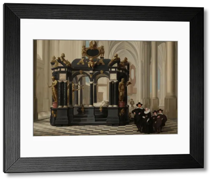Framed Print : A Family beside the Tomb of Prince William i in the Nieuwe Kerk, Delft, 1645. Creator: Dirck van Delen Framed Print : A Family beside the Tomb of Prince William i in the Nieuwe Kerk, Delft, 1645. Creator: Dirck van Delen