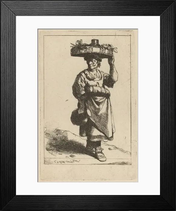 Framed Print : Woman Carrying a Basket. Creator: Cornelis Bega Framed Print : Woman Carrying a Basket. Creator: Cornelis Bega