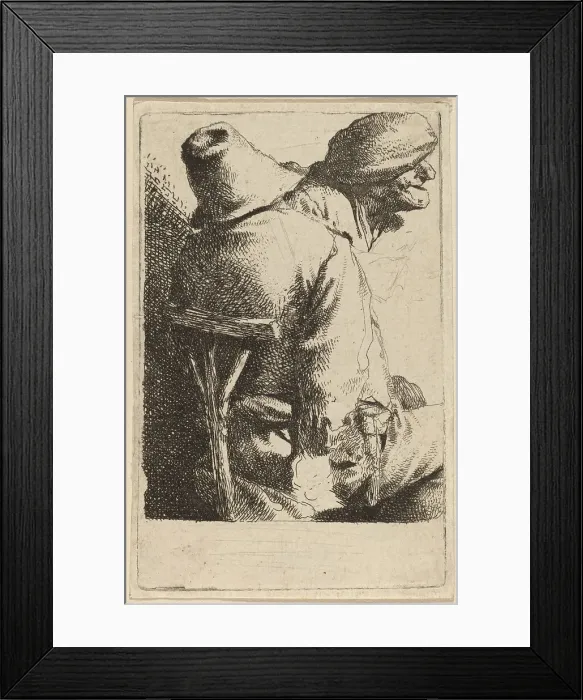Framed Print : The Seated Peasant and His Wife. Creator: Cornelis Bega Framed Print : The Seated Peasant and His Wife. Creator: Cornelis Bega