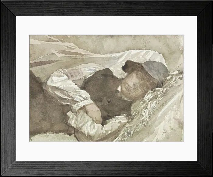 Framed Print : Sleeping young man, 1874-1925. Creator: Jan Veth Framed Print : Sleeping young man, 1874-1925. Creator: Jan Veth