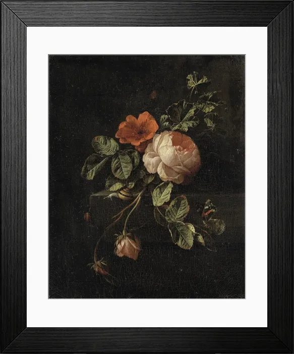 Framed Print : Still Life with Roses, 1670-1708. Creator: Elias Van Den Broeck Framed Print : Still Life with Roses, 1670-1708. Creator: Elias Van Den Broeck
