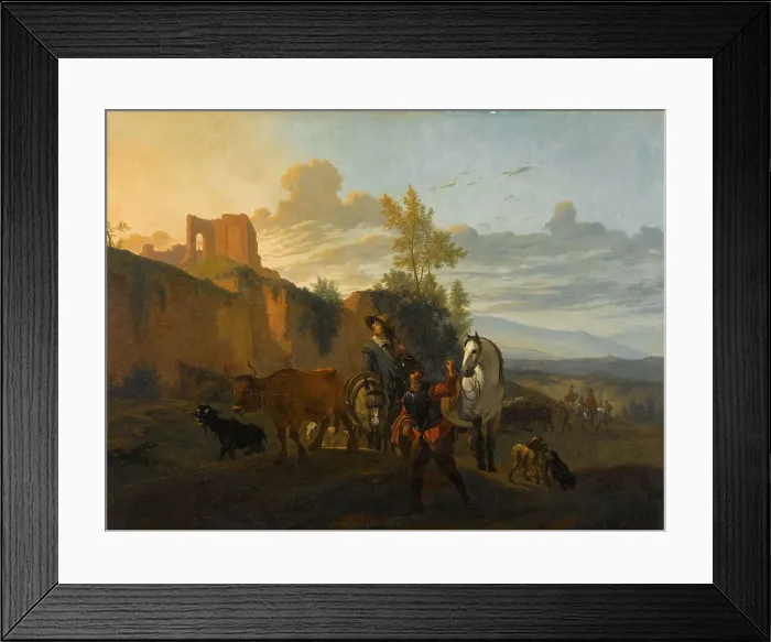 Framed Print : Italian Landscape with Soldiers, 1652-1700. Creator: Unknown Framed Print : Italian Landscape with Soldiers, 1652-1700. Creator: Unknown