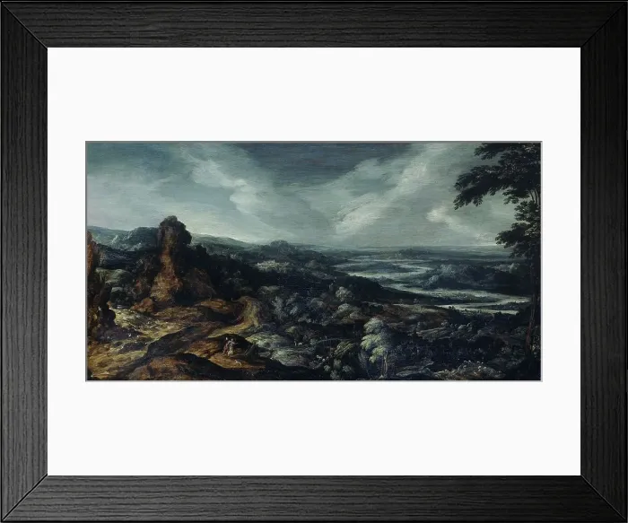 Framed Print : Panoramic Landscape with Tobias and the Angel, 1615-1625. Creator: Kerstiaen de Keuninck Framed Print : Panoramic Landscape with Tobias and the Angel, 1615-1625. Creator: Kerstiaen de Keuninck