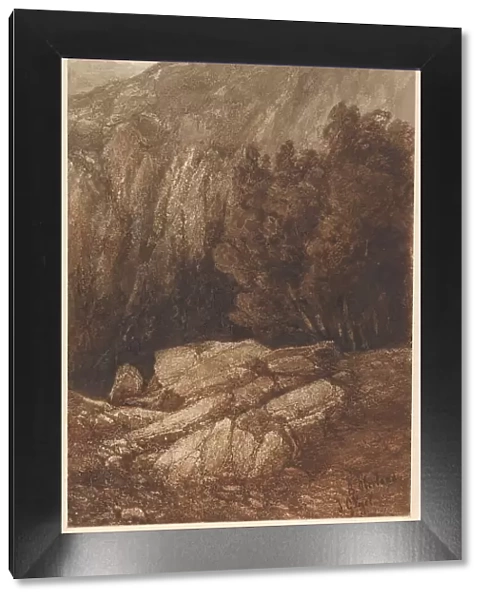 Mountain landscape with rocks and trees in Berner Oberland, 1838-1915. Creator: Johannes Gysbert Vogel