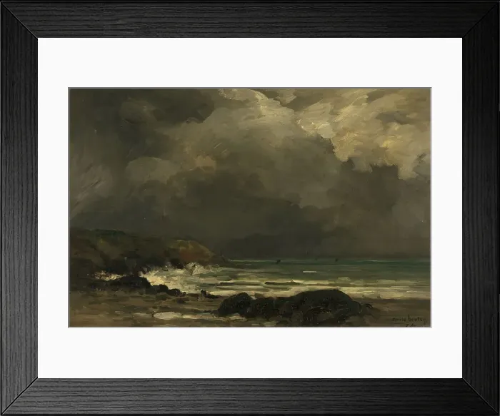 Framed Print : The Breakers, 1874. Creator: Emile Breton Framed Print : The Breakers, 1874. Creator: Emile Breton