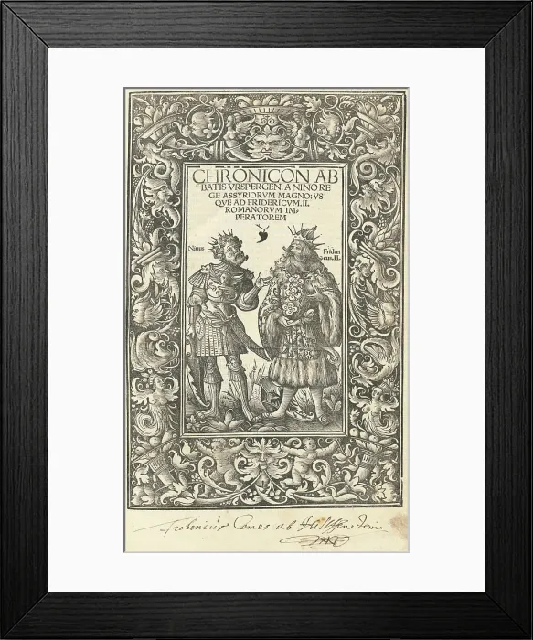 Framed Print : Chronicon Abbatis Urspergen, 1515. Creators: Daniel Hopfer, Burchard of Ursperg