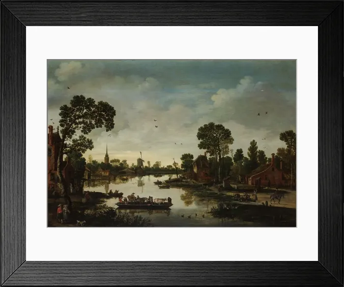 Framed Print : The Cattle Ferry, 1622. Creator: Esaias van de Velde Framed Print : The Cattle Ferry, 1622. Creator: Esaias van de Velde