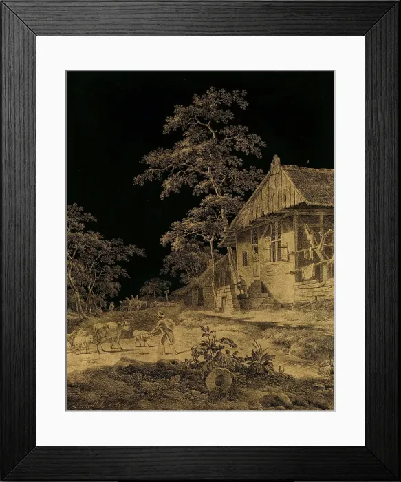 Framed Print : Shepherd at a Farmstead, 1780-1815. Creator: Leendert Overbeek Framed Print : Shepherd at a Farmstead, 1780-1815. Creator: Leendert Overbeek