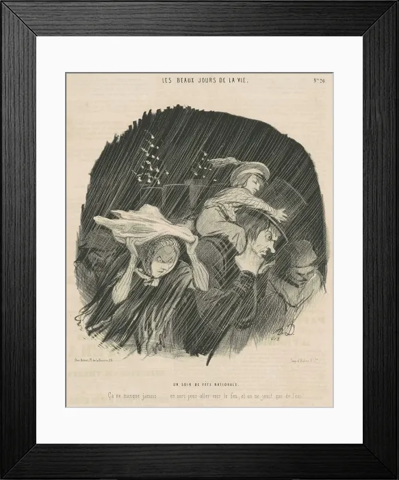 Framed Print : Un soir de fête nationale, 19th century. Creator: Honore Daumier Framed Print : Un soir de fête nationale, 19th century. Creator: Honore Daumier