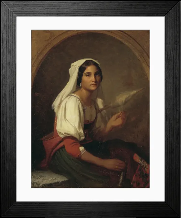 Framed Print : An Italian Woman Spinning Flax, 1847. Creator: Uno Troili Framed Print : An Italian Woman Spinning Flax, 1847. Creator: Uno Troili