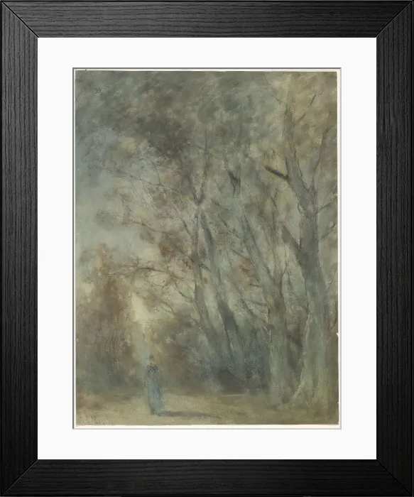 Framed Print : Woman on a forest path, 1838-1915. Creator: Johannes Gysbert Vogel Framed Print : Woman on a forest path, 1838-1915. Creator: Johannes Gysbert Vogel