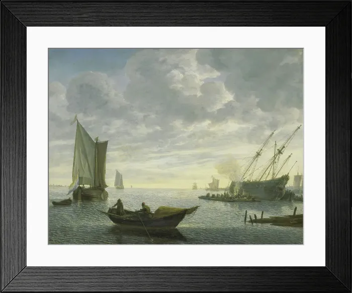 Framed Print : Caulking of a Vessel, 1660-1686. Creator: Lieve Verschuir Framed Print : Caulking of a Vessel, 1660-1686. Creator: Lieve Verschuir