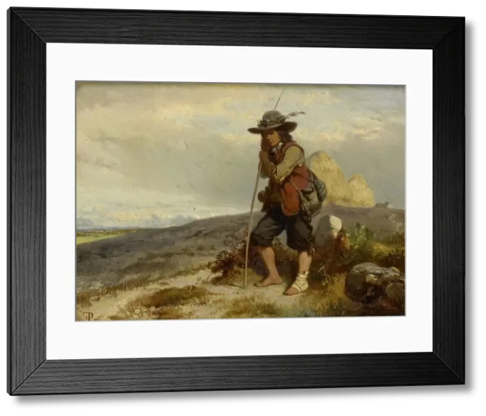 Framed Print : A young Herdsman, 1840-1870. Creator: Eugene Lepoittevin Framed Print : A young Herdsman, 1840-1870. Creator: Eugene Lepoittevin