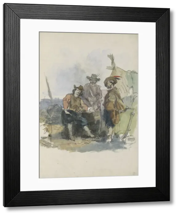 Framed Print : Three men on a quay, 1837-1881. Creator: Johannes van Hove Framed Print : Three men on a quay, 1837-1881. Creator: Johannes van Hove