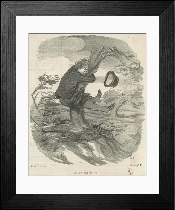 Framed Print : Un léger coup de vent, 19th century. Creator: Honore Daumier Framed Print : Un léger coup de vent, 19th century. Creator: Honore Daumier