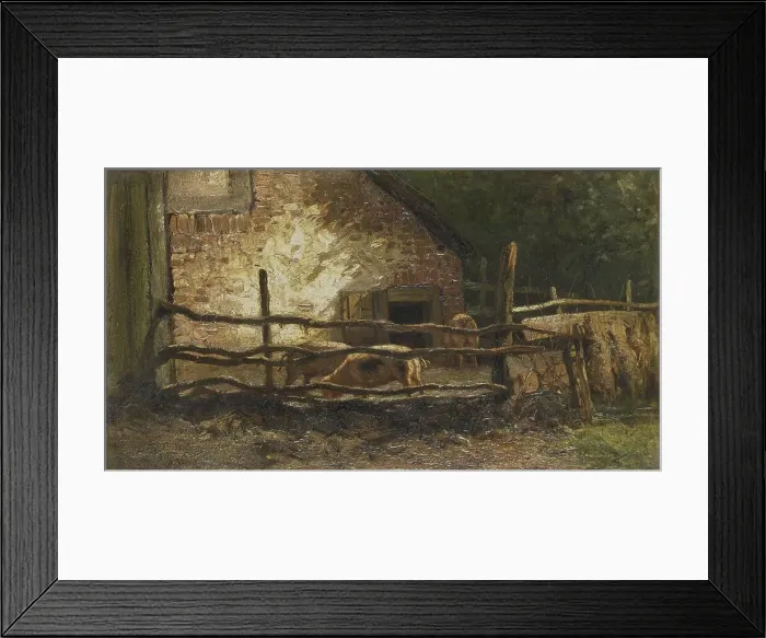 Framed Print : Pigs in a Sty, 1870-1910. Creator: Louis Apol Framed Print : Pigs in a Sty, 1870-1910. Creator: Louis Apol