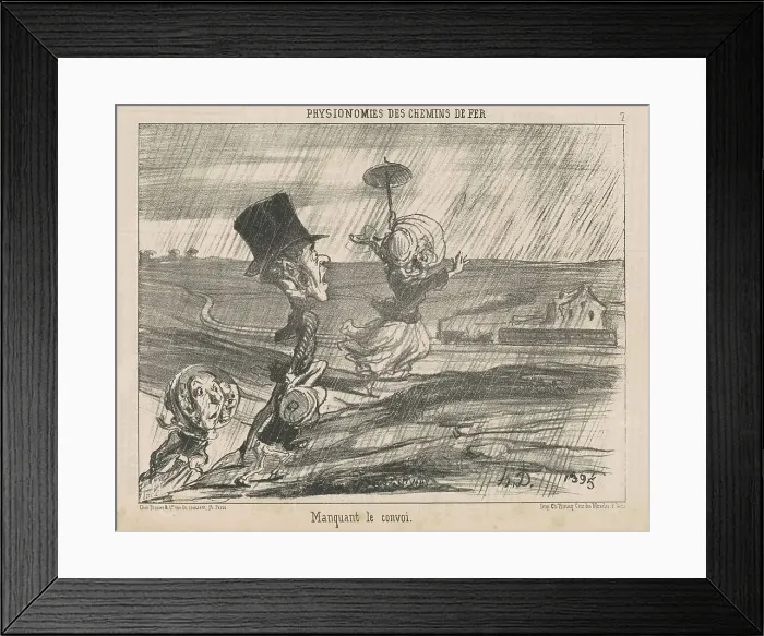 Framed Print : Manquant le convoi, 19th century. Creator: Honore Daumier