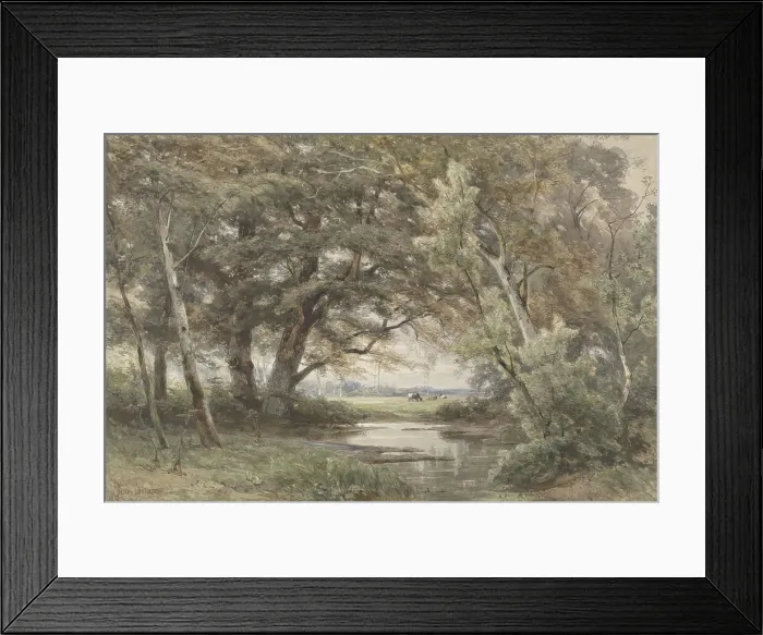 Framed Print : Water under trees at the end of a forest, 1835-1877. Creator: Jan Willem van Borselen Framed Print : Water under trees at the end of a forest, 1835-1877. Creator: Jan Willem van Borselen