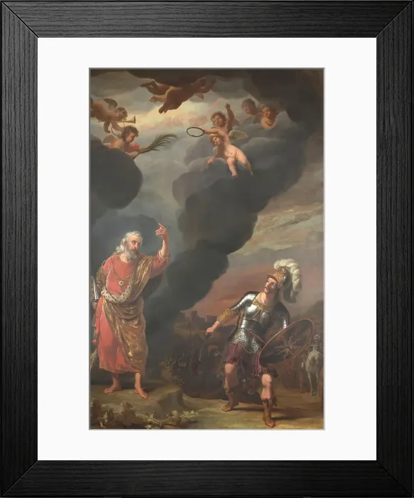 Framed Print : The Captain of God's Army Appearing to Joshua, 1660-1663. Creator: Ferdinand Bol