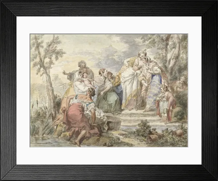 Framed Print : The discovery of Moses, 1744-1781. Creator: Jean Baptiste Le Prince Framed Print : The discovery of Moses, 1744-1781. Creator: Jean Baptiste Le Prince