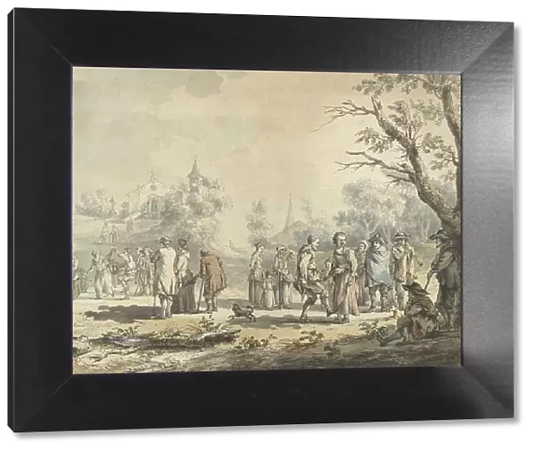 Dancing countrymen and spectators at a village, 1746-1810. Creator: Jean-Jacques de Boissieu