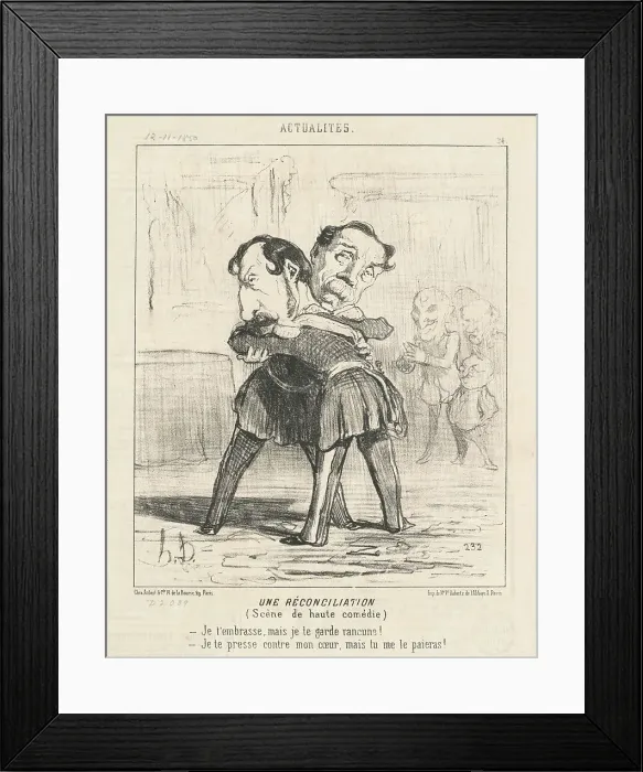 Framed Print : Un réconciliation, scène de haute comédie... 19th century. Creator: Honore Daumier Framed Print : Un réconciliation, scène de haute comédie... 19th century. Creator: Honore Daumier